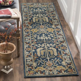 Safavieh Antiquity Collection AT64B Handmade Traditional Oriental Premium Wool Runner, 2'3" x 8' , Dark Blue / Multi