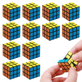 SMCEHEYA Mini Cube Party Bag Fillers 12Packs Mini Magic Cubes 3x3cm Cube Party Favours Gift Party Favors Brain Teaser Puzzle Game Educational Toys for Young Learners Ideal Compact Size for Travel