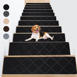 Non Slip Stair Carpet Treads for Wood Steps 8" X 30" (15 Pack), Indoor Stair Mats Covers with Adhesive, Anti-Slip Stair Runner Rug for Kids Elders and Dogs