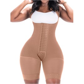 BLING SHAPERS 098BF Fajas Colombianas Guitar Shaped Thick Thigh Hourglass Shapewear for Women Mocha