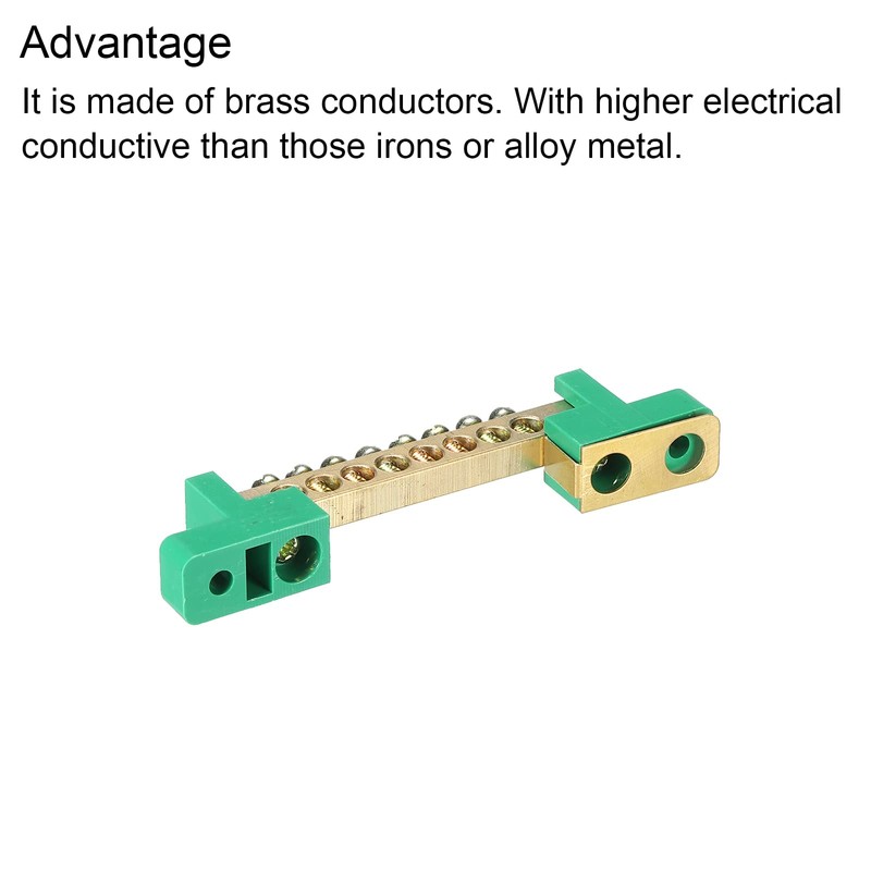 sourcing map Terminal Ground Bar Screw Block Barrier Brass 12