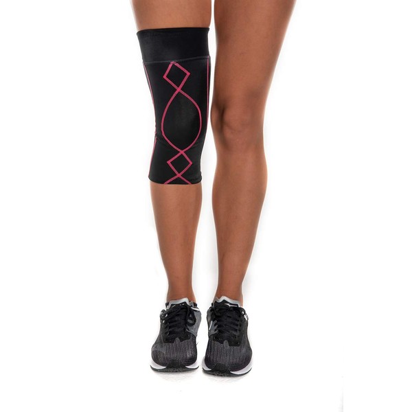 CW-X Women's Stabilyx Joint Support Compression Knee Sleeve Black/Raspberry, Small