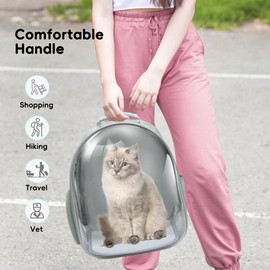GeerDuo Cat Backpack, Airline Approved Bubble Carrying Bag for Small Medium Dogs Cats, Space Capsule Pet Carrier Dog Hiking Backpack Travel Carrier (Grey)