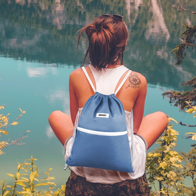 WANDF Drawstring Backpack String Bag Sackpack Cinch Water Resistant Nylon