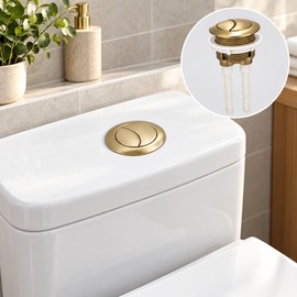 38mm Brushed Gold Dual Flush Toilet Cistern Button – ABS Replacement Push Button for Close-Coupled Toilet Tank