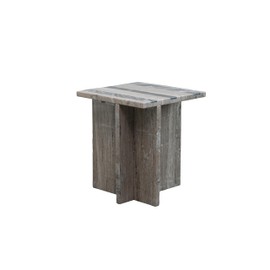 Bloomingville Marble Side Table with Stripes and Interlocking Base, Buff and Black Mélange