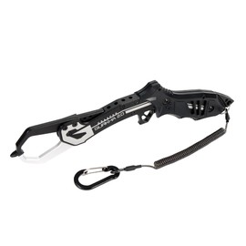 Dress Grasper, Gurka, Fish Grip, Black Silver, Fishing, Includes Carabiner, Spiral Cord, Boga Grip, Aluminum Alloy, Lightweight, Big Fish Compatible Model