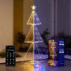 SOSHOT 7.5FT Outdoor Christmas Tree Lights with 779LED Cone Tree Lights - Smart App Control - IP54 Waterproof for Indoor & Outdoor Home Christmas Party Holiday Decorations -Warm White and Multicolor