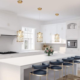 Zlierop Brushed Gold Pendant Light, Modern Kitchen Pendant Lighting Over Island, Pendant Lighting with Clear Glass Shade, Glass Pendant Lights Kitchen Island, Foyer, Dining Room, Entryway