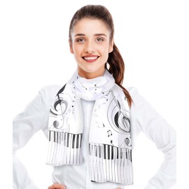 CBC Crown Women's Fashion Music Note Scarf (Various Patterns, Colors) (1529-WHITE)