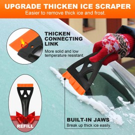 34" Extendable Ice Scrapers for Car Windshield 2-in-1 Snow Brush for Car Snow Scraper for Car Snow Scraper and Drush with Ergonomic Foam Grip for Cars, Trucks, SUV with 360° Pivoting Brush Head Orange