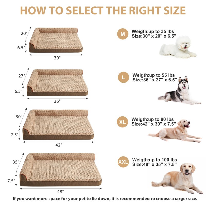 BFPETHOME Orthopedic Dog Beds for Large Dogs-Waterproof Sofa Dog Bed