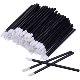 100 Uds. Pinceles desechables para labios, varitas para brillo de lápiz labial, aplicador, probador de lápiz labial, cepillo para pestañas, herramienta maquillaje, negro.