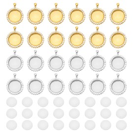 PATIKIL 1" Blank Picture Pendants, 24Pcs Metal Round Rhinestone Bezel Pendant Trays with 24Pcs Glass Discs for Photo Pendants DIY Crafts Making, Multicolored