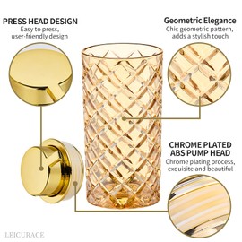 LEICURACE Glass Foam Soap Dispenser, Refillable Foaming Dispenser with Gold Pump, Foam Hand Soap Dispenser for Bathroom Kitchen, Modern Home Bathroom Decor （Foam Type/Clear） A35-1