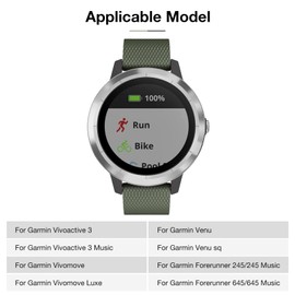 Watch Strap for Garmin Vívoactive 3,20mm Wristband Compatible with Garmin Venu/Venu sq/Vívomove 3/Forerunner 245/645 Music (S, Olive Green)