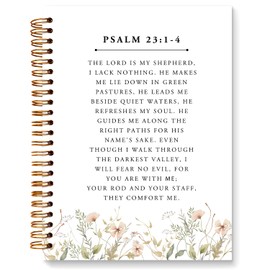 JXREQ Psalm 23:1-4 Christian Notebook, the Lord is My Shepherd Bible Journal, Bible Notebooks for Note Taking, Church Notes Journal, Scripture Journal, Christian Religious Journals for Women, 5.5x8.3