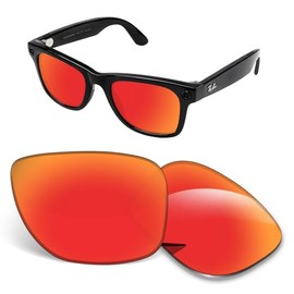 Biyxpiv 1.5MM Replacement Lenses Compatible With RayBan Meta Wayfarer RW4008 53mm Smart Sunglasses - Orange Red Polarized