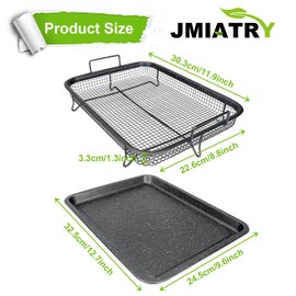 JMIATRY Non Stick Oven Grill Tray, Baking Trays for Oven Non Stick, Chip Tray with Carbon Steel Baking Tray, Oven Tray Copper Crisper Air Fryer, 2 Pcs Set