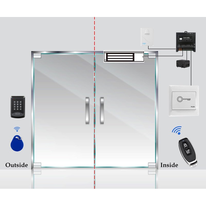 Door Access Control System RFID Keypad 1200lb Electric Magnetic Door