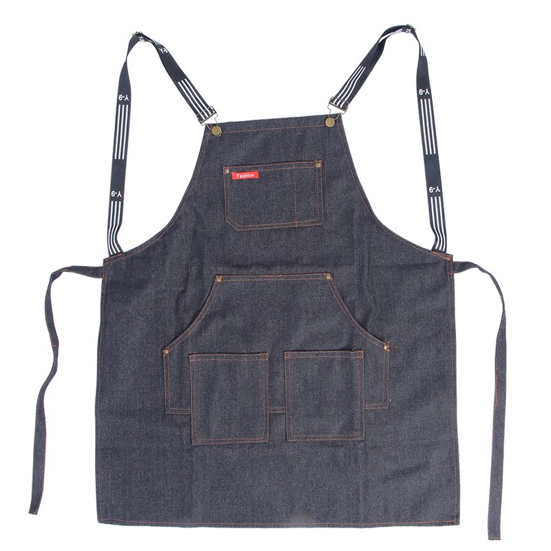 Unisex Waterproof Black Denim Hair Cutting Barber Salon Coffee Waiter