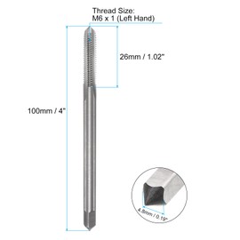 QUARKZMAN Metric Tap M6 x 1 H2 Left Thread 100 mm Extra Long Straight Flute Thread Cutting Machine Tap Thread Cutting Tool