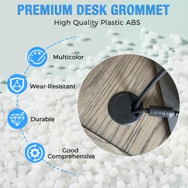 Desk Grommet 3-1/8" (80 mm), Desk Cord Hole Cover, Cable Grommet ABS Plastic, Desk Hole Grommet for Office and Home Table Cable, Detachable Adjustable Cable Cord Organizer (Light Grey 2 Pcs)