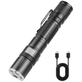 Ciwuzxs DT009 LED Flashlight Rechargeable, 1500 High Lumens Flash Light, Tactical Flashlight IP68 Waterproof with 5 Mode, EDC Handheld Flashlight for Hiking, Camping, Emergency(Battery Included)