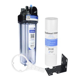 Sediment Water Filtration System with Clear 2.5X 10" Housing 3/4 "Ports, Removes Dirt, Sand, Silt and Rust