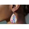 Twisted R Design Henrietta Paisley Print Wood Dangle Teardrop Print