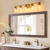 PAZALA Brushed Brass Bathroom Light Fixtures Over Mirror 5-Lights Vanity