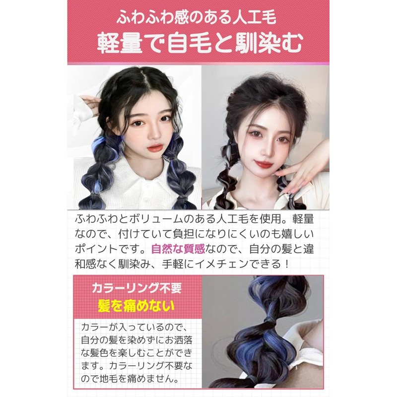 fogman Hair Extensions Braid Color Wig Twin Cute Hair Set