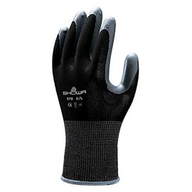 SHOWA 370BS-06.RT 370B Lightweight, Flexible General Purpose Work Glove, Black, Small, 12 Pair