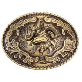Goat Belt Buckle for Men, Norse Viking Goat Sheep Head Belt Buckle, Gold Goat Skull Oval Belt Buckle, Western Cowboy Belt Buckle, Punk Animal Belt Buckle Gifts