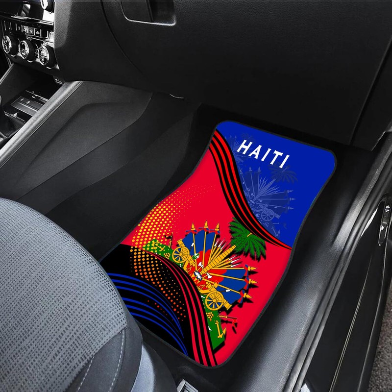Auto Floor Mat Set of 4, Haitian Flag Pattern Car