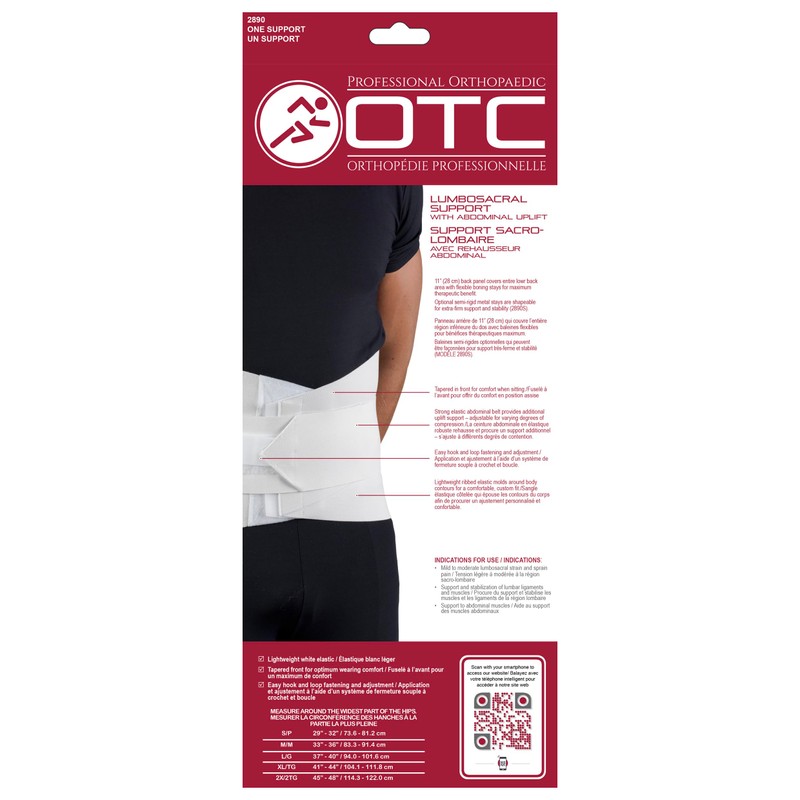 OTC Lumbo-Sacral Support, Abdominal Uplift, 11-Inch lower back, Strong Compression