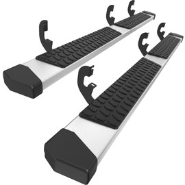 6 Inches Double & Extd Cab Running Boards Side Steps Compatible with 2019-2025 Chevy Silverado/GMC Sierra 1500 (Excl 19 Ld/Lt, 2020-2025 2500HD 3500HD, Silver Textured Aluminum Nerf Bars