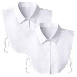 EUDUQ Pack of 2 Women's Collar Inserts, Blouse Collar Insert, Women, Fake Collar for Suit, Polyester Yarn Collar, Removable for Women's Clothing and Sweater, One Size, White, White