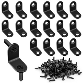 20PCS L Bracket Corner Brace Sets, Stainless Steel Corner Brackets, 90 Degree Right Angle Bracket, Metal L Brackets for Furniture Desk Table Corner Braces Shelves Wood
