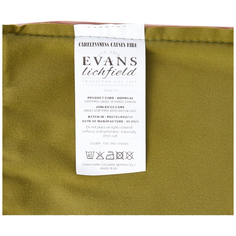 Evans Lichfield Jungle Leopard Cushion Cover, Green, 43 x 43cm
