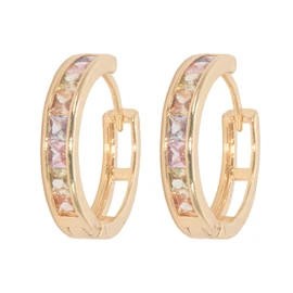 Aretes | Aretes Arracadas para mujer con Zirconias color pastel en Chapa de Oro | Joyeria para mujer | Regalos para mujer | Aretes Mujer | Aretes de oro (Chapa de oro de 18k) | Aleah Jewelry