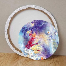 Didiseaon Round Canvas for Painting: Pre-Stretched Circle Canvas Blank Frame 50cm White Art Canvases Panels for Oil, Acrylic, Gouache, Crafts Drawing Painting DIY