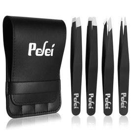 Pefei Juego de Pinzas - Pinzas Profesionales de Acero Inoxidable para Cejas - Gran Precisión para Vello Facial, Astillas y Eliminación de Vello Encarn