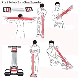 Chest Expander Chest Exerciser for Men - 3 in 1 Home Fitness Equipment Spring Exerciser Chest Expander Hand Spring Exerciser