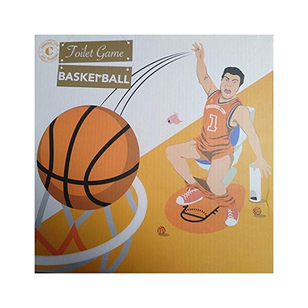 Basketball Toilet Set | Complete Pack | Toilet / Toilet Set | Premium Quality | 1 Mat | 1 Basket with Suction Cups | 3 Mini Basketball Balls | 1 Clothes Rail with Suction Cups | Created by