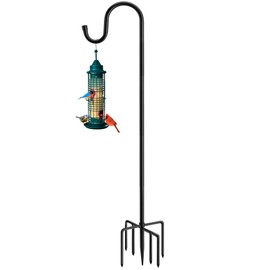 MIUVIBENI Shepherds Hooks for Outdoor with 7 Base Prongs, 72 Inches Heavy Duty Garden Bird Feeder Pole for Hanging Lantern, Plant Baskets, Solar Light Lanterns, Outdoor Plant Hanger Hook,1 Pack