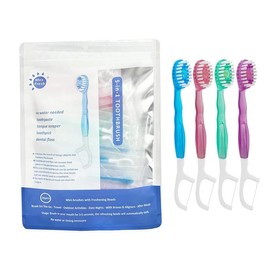 5 in 1 Mini Toothbrush & Floss & Tongue Scraper & Toothpick Set, 26pcs/pack Soft Bristles Toothbrush Set, Oral Care Tool for Travel, Business Trip, Mouth Hygiene Kit:_Peach_26pcs/pack
