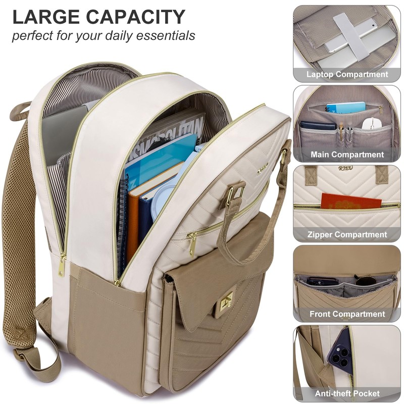 RJEU Teen Girls Laptop Backpack Aesthetic for School,Women Bookbag for