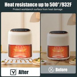 Heat Resistant Mat for Air Fryer Site, Fireproof Silicone Mat for Kitchen Countertop, Non-slip and Waterproof, Countertop Protector (Silvery, 30"L x 20"W)