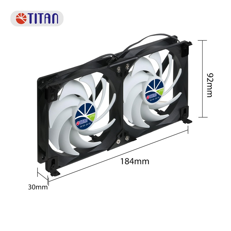 TITAN- 12V DC Double Rack Mount Ventilation Cooling Fan for
